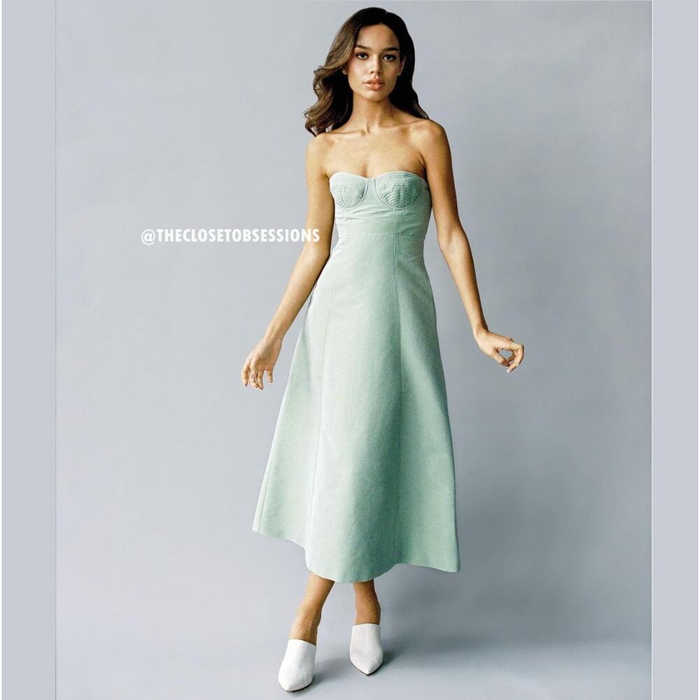 MANGO Corset-Style Strapless Midi Dress 💚✨ NWT - Picture 10 of 16